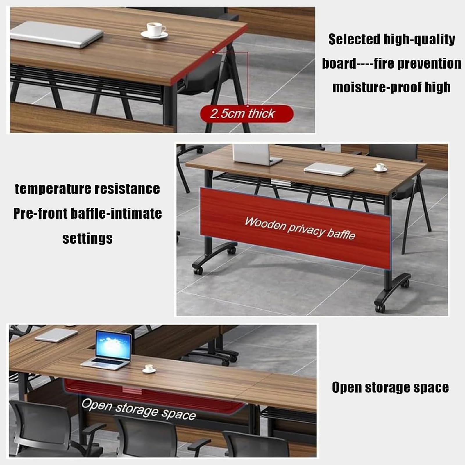 Conference Table 4 Pack - Modern Office Conference Room Table, Folding Conference Tables Training Table, Mobile Flip Top Meeting Table with Caster Wheels (A, 63 x 23.6 x 29.5 inch) - WoodArtSupply