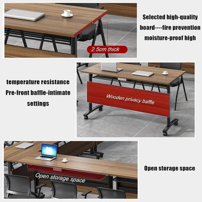 Conference Table 4 Pack - Modern Office Conference Room Table, Folding Conference Tables Training Table, Mobile Flip Top Meeting Table with Caster Wheels (A, 63 x 23.6 x 29.5 inch) - WoodArtSupply