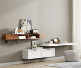 FITUEYES Wall Mounted Floating TV Shelf with Yellow Light, Flaoting Entertainment Center TV Shelf for Under TV, Wall Mounted TV Console Cabinet,70'',Brown FITUEYES