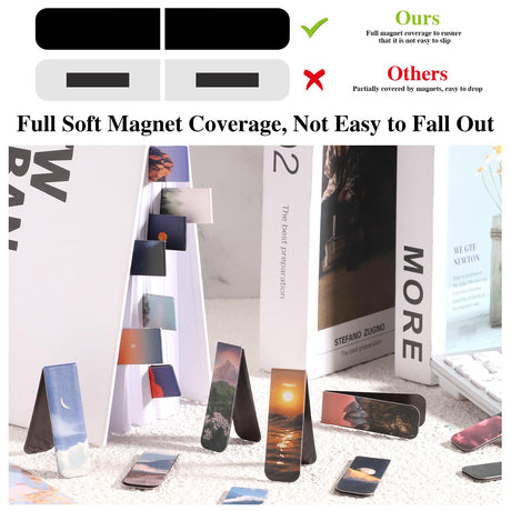 48 Pcs Magnetic Bookmarks, 24 Styles Cute Landscape Magnet Book Markers Magnetic Page Clip, Funny Book Marks Valentine's Day Gifts for Women Men WSICSE