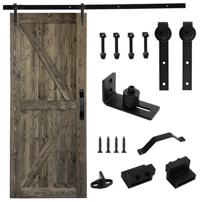 Winado 36" x 84" Sliding Barn Door, DIY Unfinished Interior Door with 6.6 FT Sliding Door Hardware Kit and Handle/Solid Spruce Wood/Predrilled Holes - WoodArtSupply