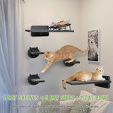 Cat Wall Shelves, Wood Cat Shelves for Wall with Feeding Station, Wall Furniture with 3 Steps, Cat Shelves and Perches Climbing Shelf, Lover Gift, 3 Board ANRXNCY