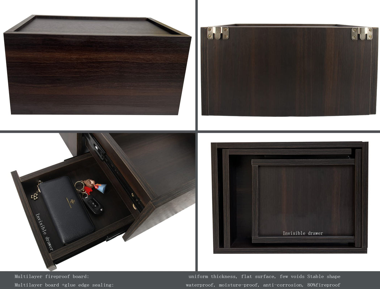 Lizipai Floating Nightstand Wall Mounted, Concealment Furniture,Night Stand with Drawer, Hanging Bedside Table （Night Falls Black-Left-Big） Lizipai