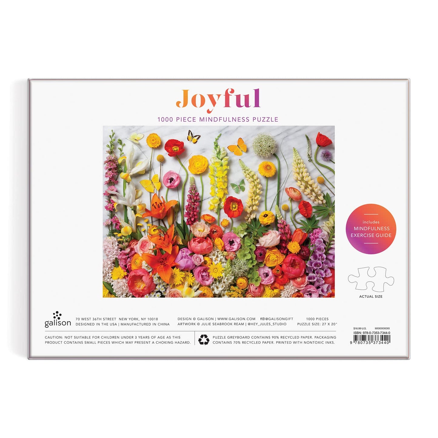 Joyful 1000 Piece Puzzle from Galison - Peaceful and Mindful Jigsaw Puzzle, Bright and Floral, Thick and Sturdy Pieces, Great Gift Idea!