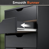 DEVAISE 5-Drawer Chest, Wood Storage Dresser file Cabinet with Wheels, Black DEVAISE