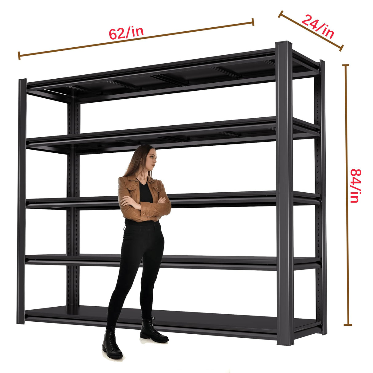 LI JIU HOME 84“H Garage Shelving Heavy Duty Storage Shelves 3500 LBS Adjustable Metal Shelving Uints and Storage for Garage,Warehouse,School,Commercial,Business, 62 "W x 24 "D x 84 "H LI JIU HOME