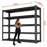 LI JIU HOME 84“H Garage Shelving Heavy Duty Storage Shelves 3500 LBS Adjustable Metal Shelving Uints and Storage for Garage,Warehouse,School,Commercial,Business, 62 "W x 24 "D x 84 "H LI JIU HOME