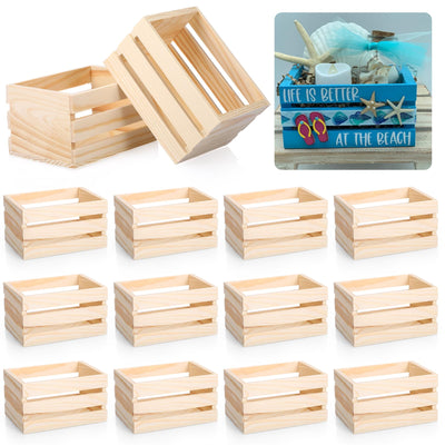 Roowest Small Wooden Crates 5" Wood Craft Nesting Wood Basket Unfinished Wooden Storage for Milk Wine Towel Toys Display Home Bathroom(6 Pcs)