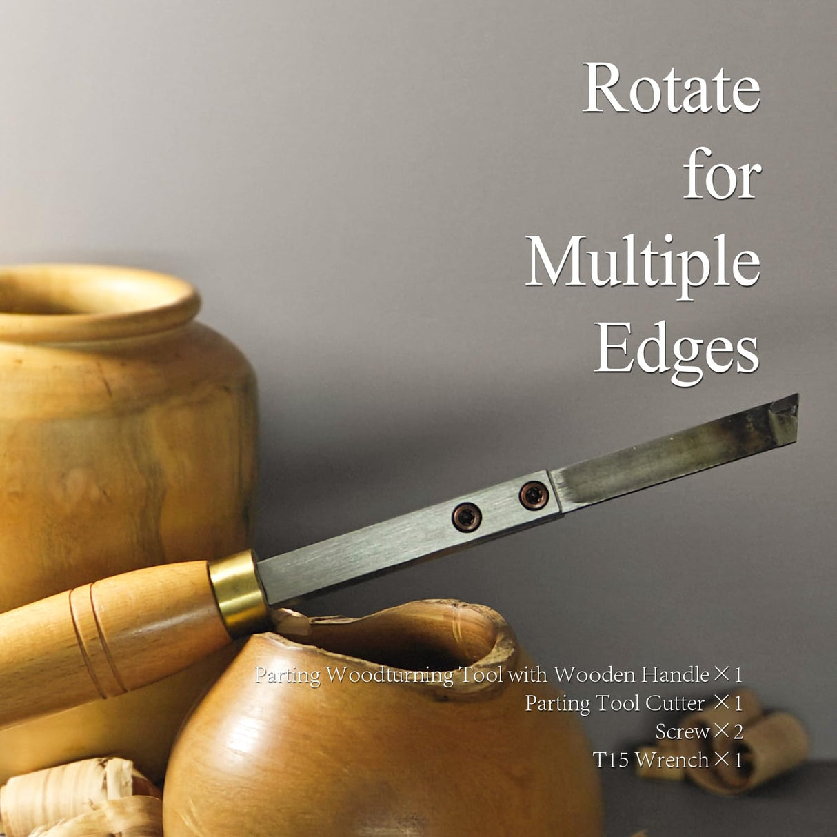 Parting Woodturning Tool Wood Lathe Carbide Tipped Grooving Tool with Carbide Insert, 16 inch Length Dirtech