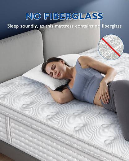 BedStory Queen Mattress - 14 Inch Hybrid Mattress in a Box - Individual Pocket Springs and Memory Foam for Pressure Relief and Motion Isolation - Medium Feel Mattress Queen, CertiPUR-US