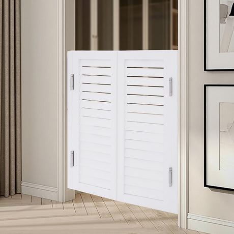 Undercat Swinging Door Cafe Doors, Solid Wood Partition Door, Two-Way Saloon Doors, Half-Waist Dividing Doors for Hallway Porch Kitchen Bar Pub Entrance Partition, 33.46 * 35.43 in, White Undercat