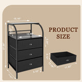 Jixlantuc Nightstand Bedside Table with Fabric Drawers Night Stand for Bedroom,End Table with Storage Shelves Side Tables Hallway, Entryway, Nursery Black Jixlantuc