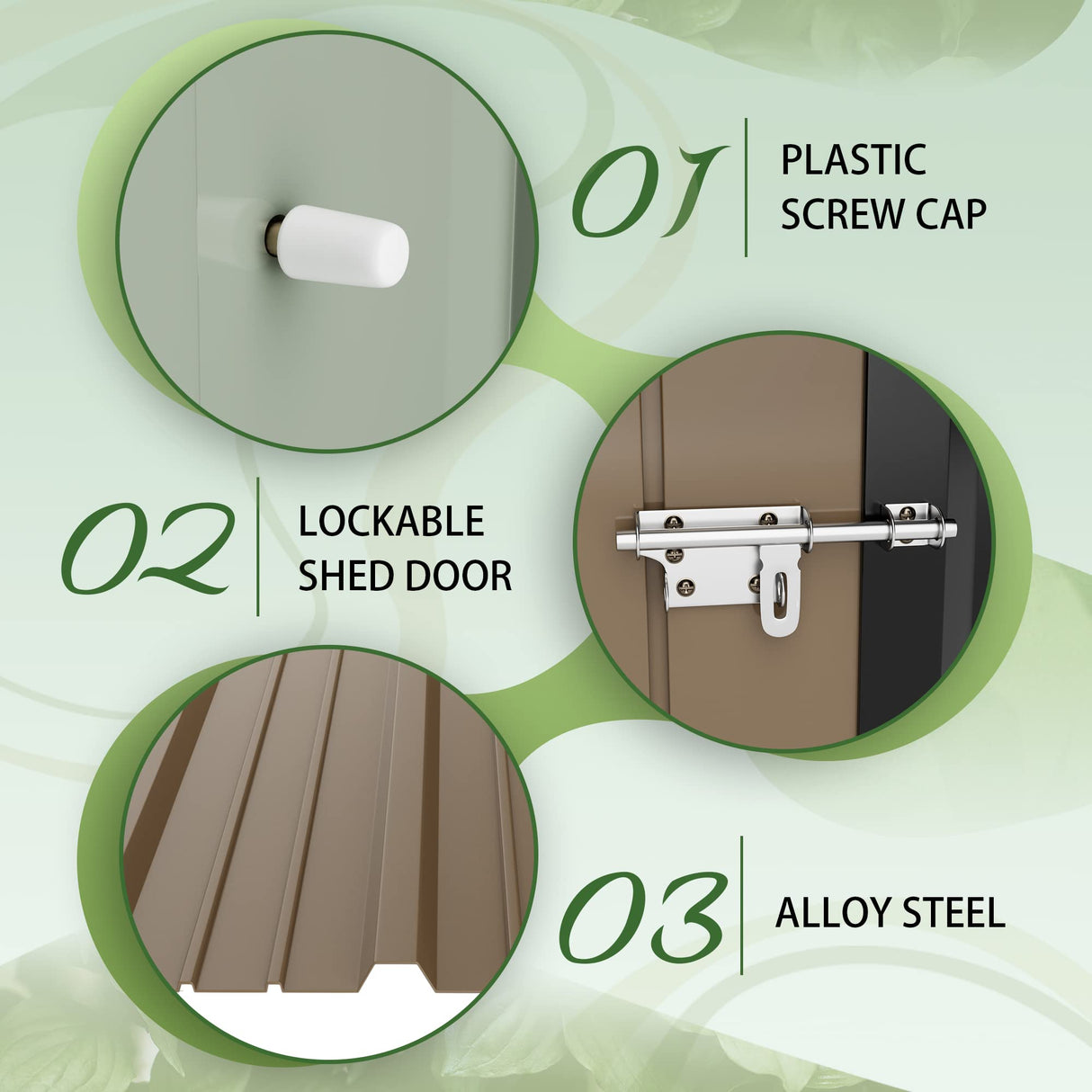 GUNJI 5 x 3 FT Shed Outdoor Storage Shed Metal Garden Shed with Lockable Door Outside Waterproof Tool Shed for Backyard, Patio, Lawn (Brown) GUNJI