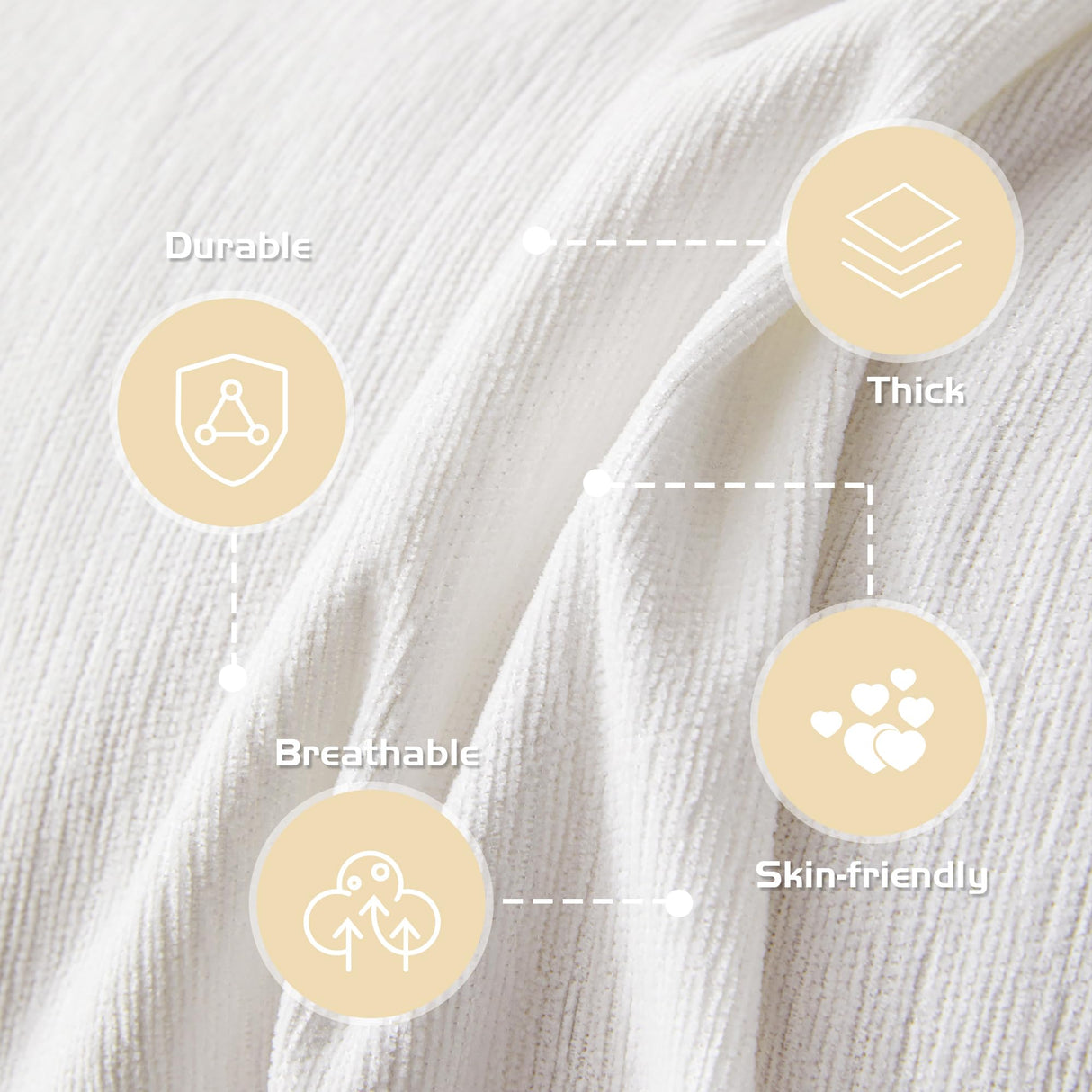 MEETSKY Couch Cover for 3 Cushion Couch Sofa Furniture Protector Sofa Covers Chenille Sectional Couch Covers for Pets Oversized Couch Cover Recliner Sofa Love Seat Covers, 91" x 118", White MEETSKY