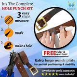 Leather Hole Punch & Belt Hole Puncher Easily Punches Perfect Round Holes. Bonus Ruler & Awl Tool. Leather Craft Tool for Watch or Bag Strap, Fabric, Eyelet - Precision Crafting & Professional Results Skilled Crafter