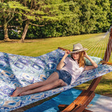 Lazy Daze Hammocks 12FT Quilted Fabric Hammock with Pillow, Double 2 Person Hammock with Spreader Bar for Outdoor Outside Patio Garden Yard Pool Beach QFH037 Lazy Daze Hammocks