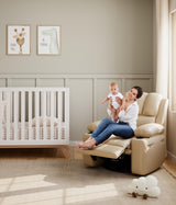 Oversized 27" Power Recliner Chair with Heat and Massage - 360° Swivel Faux Leather Rocking Chair for Adults with Cup Holder for Living Rooms, Bedrooms, and Nurseries - Beige GarveeHome