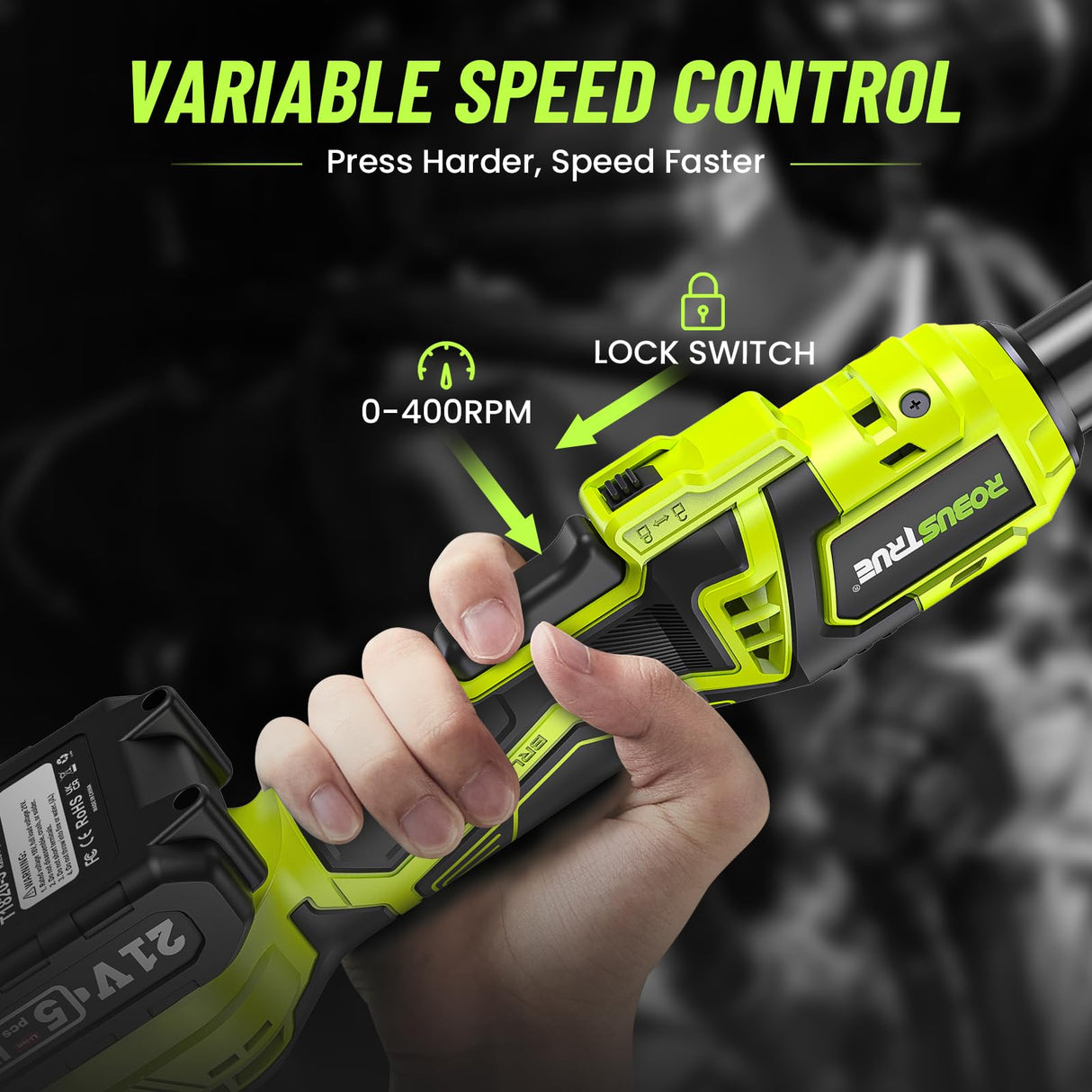 Robustrue 3/8" Cordless Ratchet Wrench, 58Ft-lbs (80N.m) 400RPM Light Weight Electric Ratchet, 6'' Extended Neck, 2x2.0Ah Battery, 8 Sockets, 3" Extension Bar, LED Light (RH80B) Robustrue