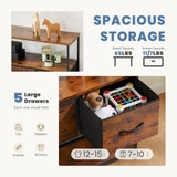 DUMOS TV Stand Dresser for Bedroom Entertainment Center with 5 Fabric Drawers Storage Organizers Units, Media Console Table with Open Shelf up for 45" Television for Living Room, Dorm, Brown DUMOS