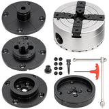 CXRCY 4Inch Lathe Chuck Set for Woodworking, 4-Jaw Self-Centering Wood Lathe Chuck Set with1"x8TPI Thread & 1"x8TPI Adapter & Case (4PCS Jaws) CXRCY