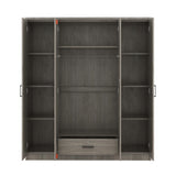 Quarte 4-Door Wardrobe with Drawers, Shelves and Hanging Rail, Freestanding Armoire Wardrobe Closet, Clothes Storage Cabinet Organizer Quarte