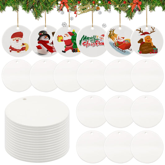 ZOCONE 15 PCS Sublimation Ceramic Ornaments, Sublimation Ornament Blanks, Sublimation Christmas Ornament Blanks for Christmas, Parties and Birthdays