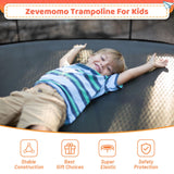 Zevemomo Outdoor Trampoline for Kids and Adults, 12FT 14FT Trampoline with Curved Poles Reinforced Enclosure, Recreational Trampolines with Ladder & Enclosure Net Blue Zevemomo