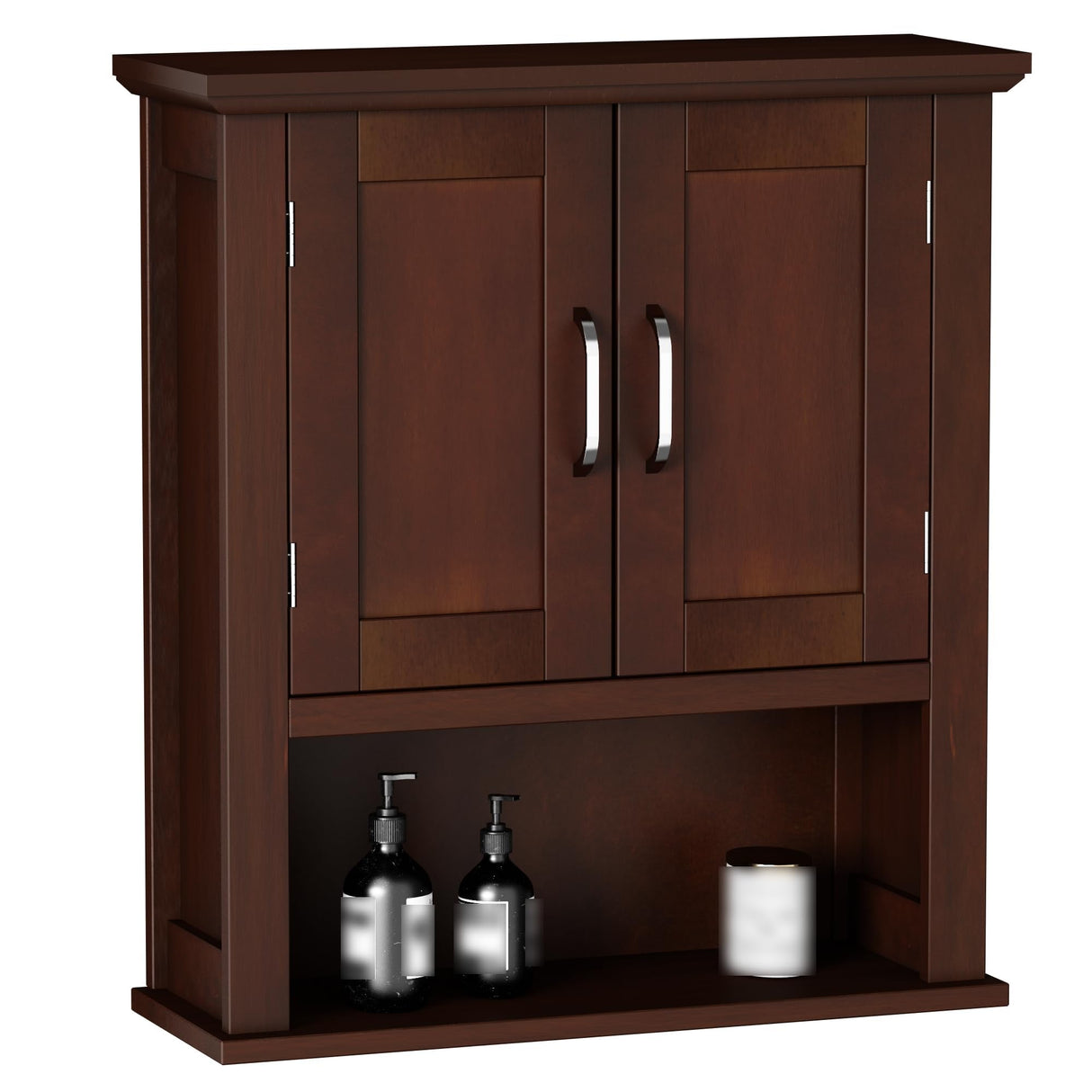 ChooChoo Wood Wall Cabinet with Doors, Medicine Cabinet with Adjustable Shelves Over The Toilet, Rustic Cabinet Wall Mounted for Bathroom, Kitchen, Living Room, Dark Cherry ChooChoo