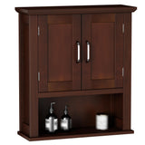 ChooChoo Wood Wall Cabinet with Doors, Medicine Cabinet with Adjustable Shelves Over The Toilet, Rustic Cabinet Wall Mounted for Bathroom, Kitchen, Living Room, Dark Cherry ChooChoo