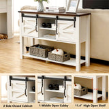 GAZHOME Entryway Table with Sliding Barn Doors, 46'' Farmhouse Console Table with Storage, Rustic Sofa Table with Adjustable Shelf & Open Shelf for Entry Way, Hallway, Living Room, White GAZHOME