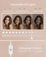 VASAGLE Vanity Desk with Mirror and Lights, 35.4-Inch Wide Makeup Vanity with Upholstered Vanity Stool, Power Outlets, Dimmable LED Lights, Storage Drawer, for Bedroom, Cloud White URDT128W01 VASAGLE