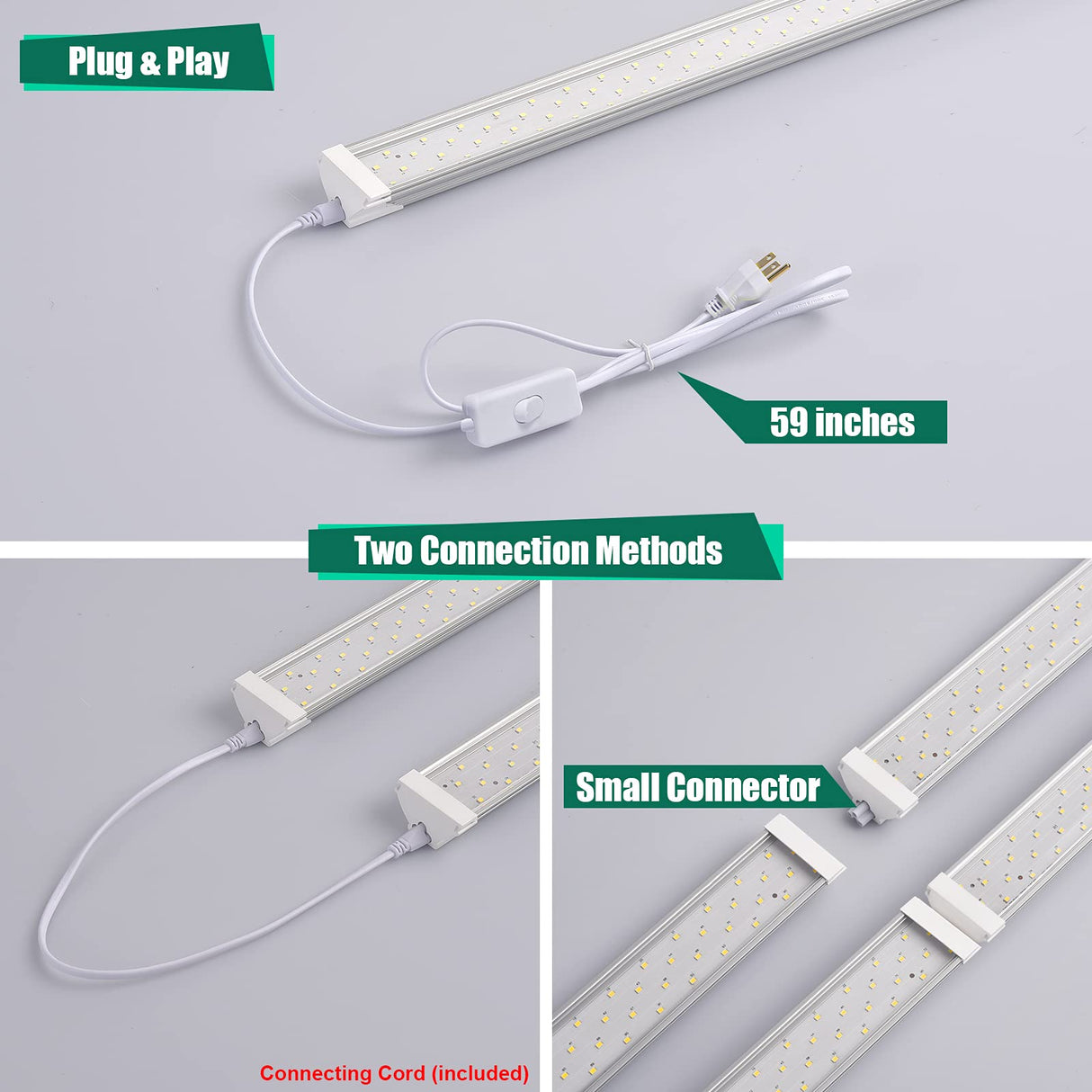 SZHLUX 6 Pack LED Shop Light 2FT 30W, 4350LM, 5000K, Utility Shop Light for Garage, Linkable Daylight White Shop Lights, High Output Garage Light, Ceiling Light Fixture, LED Tube Light SZHLUX