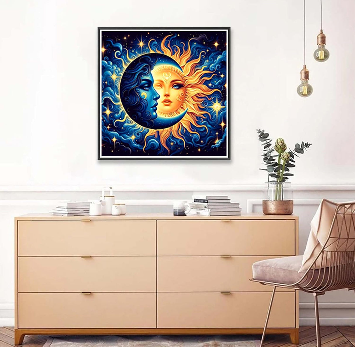 Axquilon Sun and Moon Diamond Art Painting Kits for Adults-Round Full Drill Diamond Painting Kits for Beginners-DIY 5D Diamond Gem Art Kits for Adults for Gift Home Wall 12x12in Axquilon