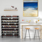 Domax Wine Rack Freestanding Floor - 8 Tiers Wine Bottle Holder 72 Bottle Stackable Wine Rack， Bamboo Wine Holder Wine Storage Racks for Kitchen, Bar, pantry and Cellar (Black) Domax
