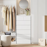FOTOSOK 7 Drawer Dresser, White Dresser Tall Dresser, 23.6W x 15.7D x 46.7H in White Chest of Drawers with Large Storage Space for Home FOTOSOK