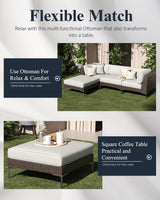 LayinSun 10-Piece Wicker Rattan Patio Furniture Set, Deep Seating Outdoor Modular Sectional Sofa Conversation Set with Thick Cushions for Lawn, Garden LayinSun