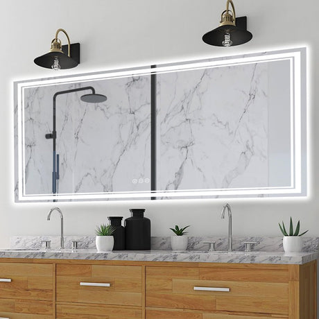 Ratsamee 60x40 Inch Led Mirror for Bathroom with Front Light and Backlit, Dimmable Anti Fog Wall Bathroom Mirror with Led Lights, Water Proof, Decor Vanity Mirror Ratsamee