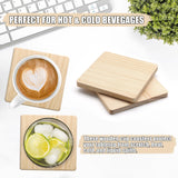 24 PCS Unfinished Square Wood Coasters, SIJDIEE 4 Inch Blank Wooden Craft Coasters with Non-Slip Foam Pad Stickers for DIY Stained Painting Wood Engraving Home Decoration Supplies SIJDIEE