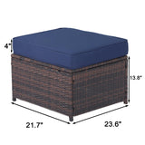 Hoffeorrad Outdoor Ottoman Rattan Footstool - Patio Ottomans with Removable Cushion, All-Weather PE Wicker & Steel Frame for Poolside, Garden Outdoor Furniture,23.6 x 21.7 x 17.8 inches, Brown 2 Pcs Hoffeorrad