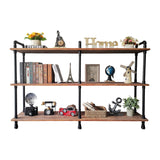 Anynice 3 Tier Industrial Long Bookshelf, Entryway Industrial Metal Bookcase (Weathered Brown, 60" L x 11.8" W x 39" H) Anynice