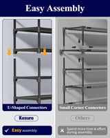 Kitsure Shoe Rack for Closet - 10-Tier Shoe Organizer with Hook Rack, Large-Capacity & Space-Saving Shoe Shelf for Entryway, Bedroom, Living Room,32.2" x 11.8" x 68.5", Black Kitsure