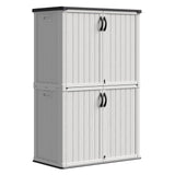 Patiowell 50 cu.ft Plastic Outdoor Storage Shed, Lockable Waterproof Resin Storage Cabinet Vertical Storage Shed for Garden Tools, Garbage Cans, Pool Supplies, White(Not Include Shelves) Patiowell