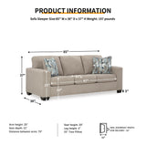 Signature Design by Ashley Deltona Contemporary 2-in-1 Sofa Sleeper with Folding Gel Memory Foam Mattress and 2 Accent Pillows, Queen, Beige Signature Design by Ashley