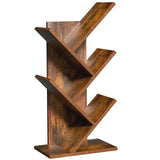 SHEEPAM 5 Tier Tree Book Shelf, Small Desktop Bookshelf with Storage Organizer, Wood Bookcase, Desk Display Bookshelves, Floor Standing Organizer Bookcases for Living Room,Bedroom,Office-Brown SHEEPAM