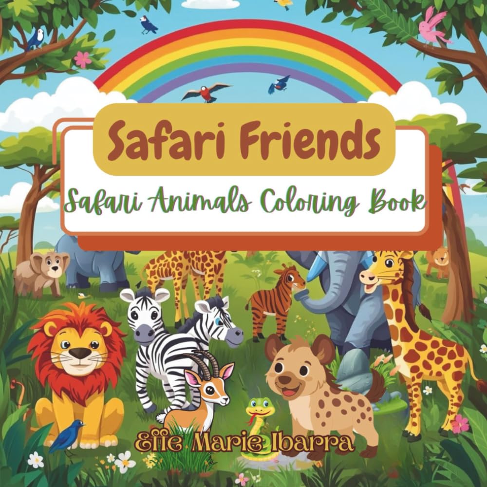 Safari Friends: Safari Animals Coloring Book: Lions, Elephants, Giraffes, Zebras & More! | A Big, Easy Safari Animal Coloring Book for Toddlers and Preschoolers WoodArtSupply