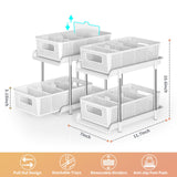 RIKOJUXI Bathroom Organizer with Dividers, 2Pcs 2 Tier Stackable Under Sink Organizers and Storage Cabinet Organizers for Bathroom Kitchen Pantry Organization and Storage, Medicine Cabinet Organizer RIKOJUXI
