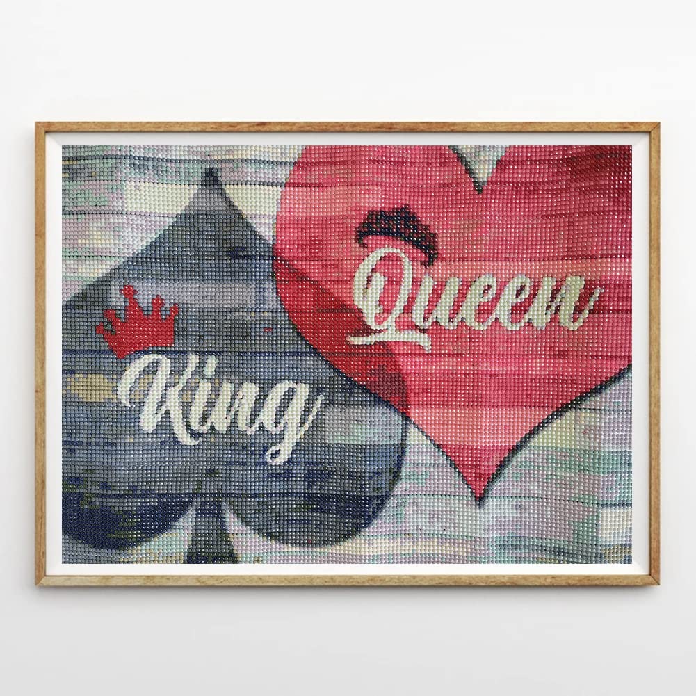 PDSLAIKE King Queen Diamond Painting Kits- DIY Diamond Art Kit Couple Wedding Bedroom Home Decor 15.7x11.8in PDSLAIKE