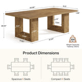 Tribesigns Farmhouse Dining Table for 6-8, 63-Inch Rectangle Kitchen Table with Strong Geometric Frame for Kitchen & Dining & Living Room (Natural) Tribesigns
