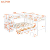 L Shaped Bunk Bed for 3, Triple Bunk Bed with 3 Drawers and Storage Stairs, Twin Over Full Bunk Bed & Twin Size Loft Bed, Wood Corner Beds for Kids, Teens, Adults. No Box Spring Needed(White) Harper & Bright Designs
