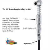 Slippery Pete 90 Degree Grease Coupler Snaps on to Grease Fittings in Tight Spaces Slippery Pete